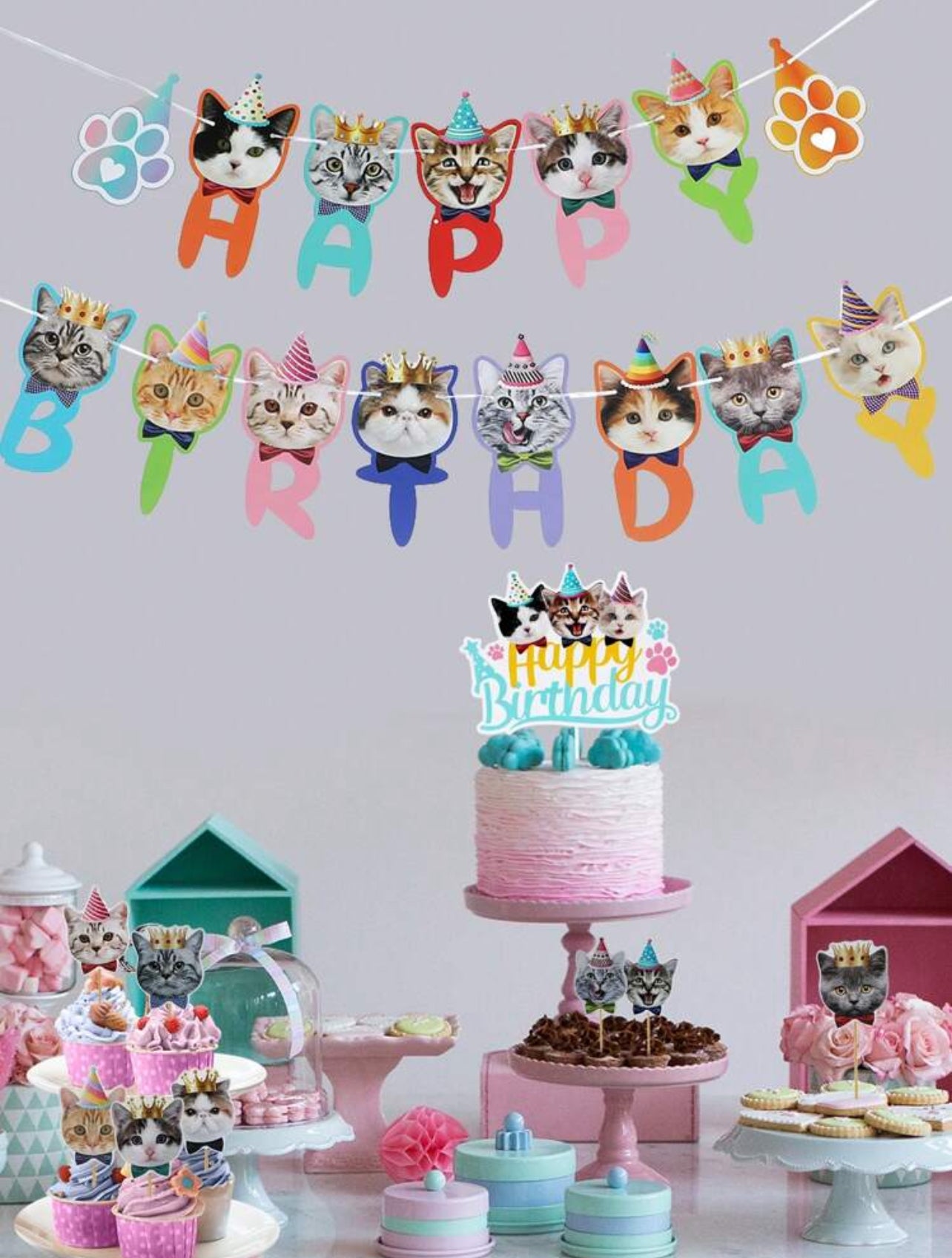 Birthday Party Decoration Set for Cats and Kittens