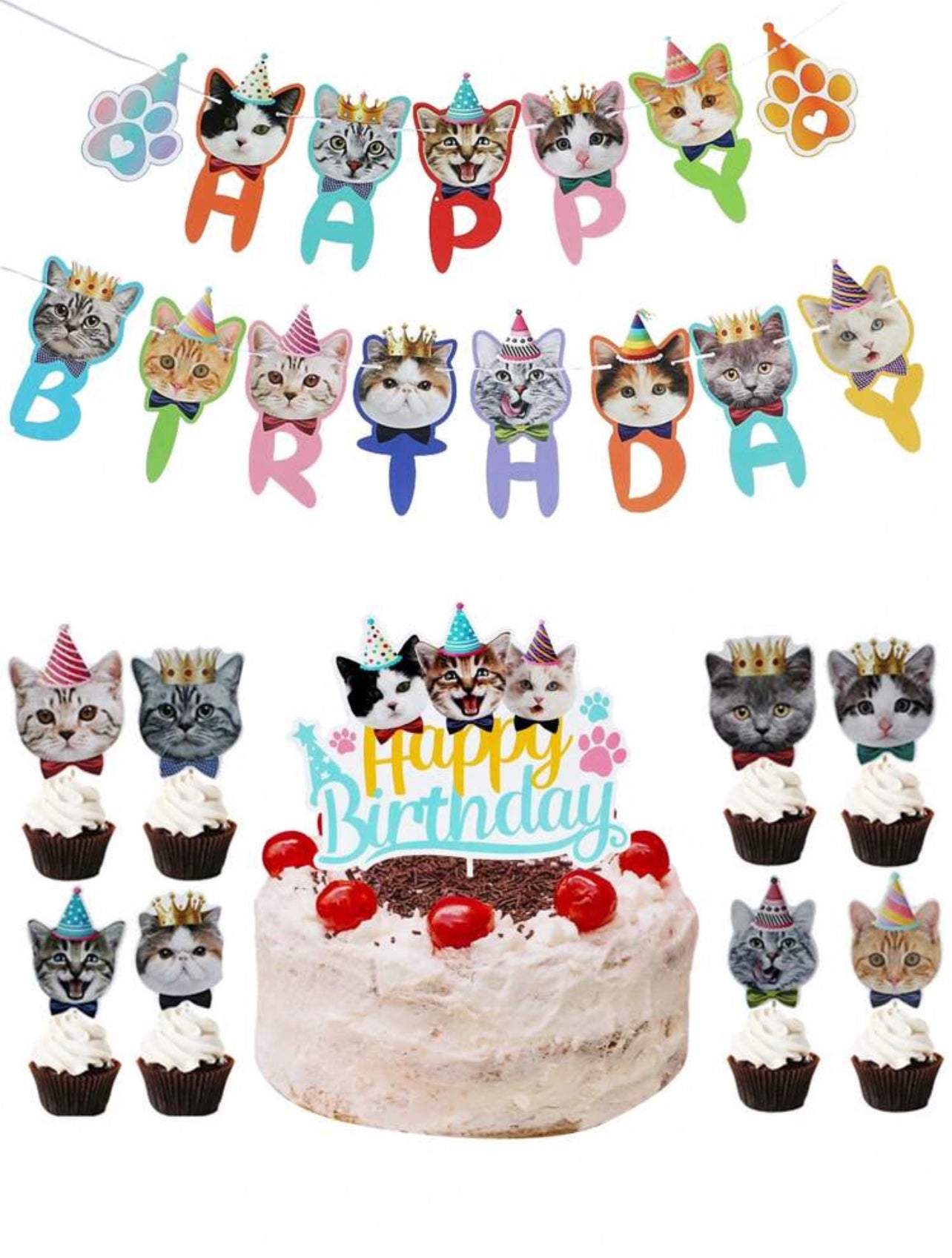 Birthday Party Decoration Set for Cats and Kittens