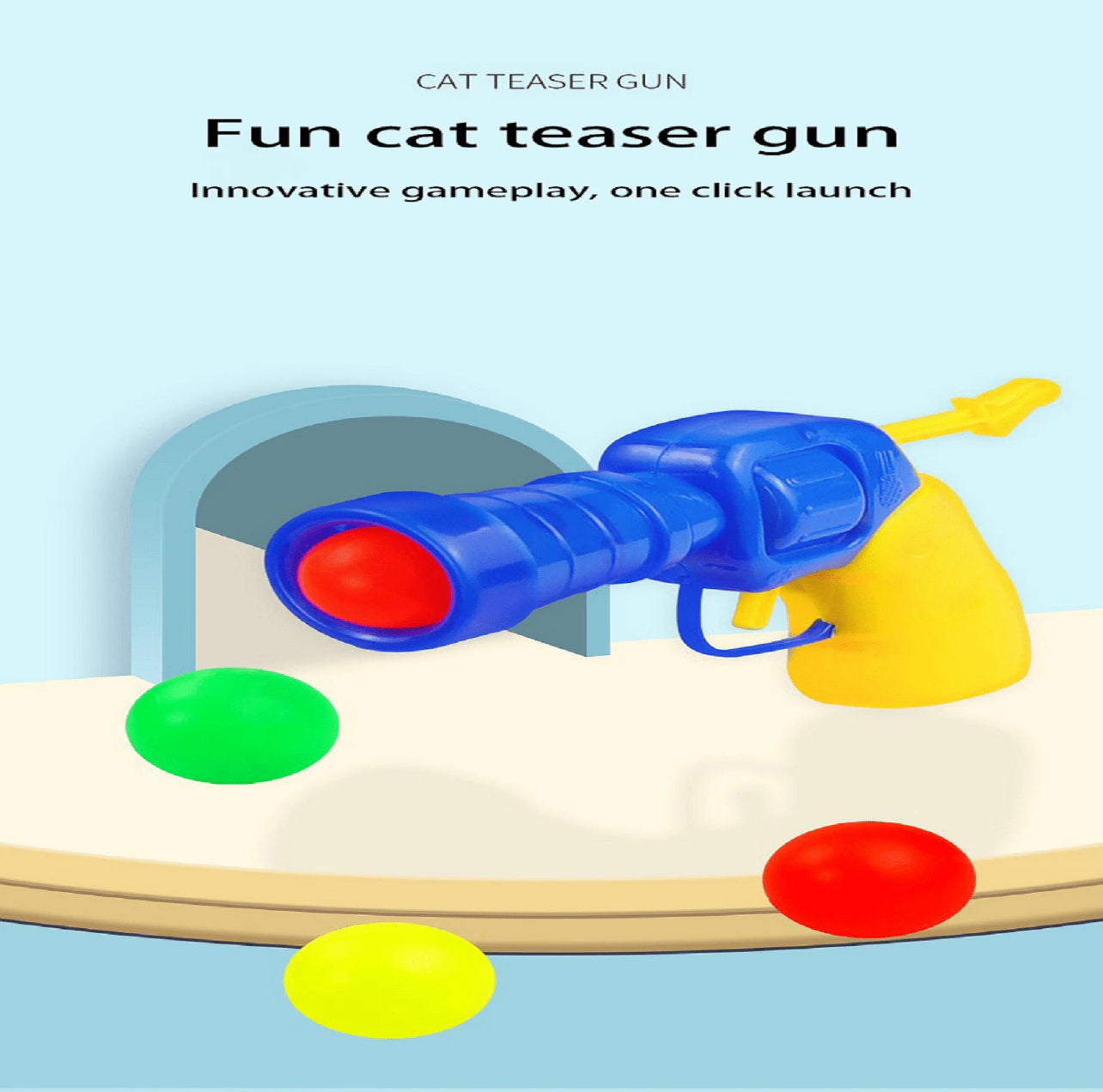 Interactive Toy for Cat Plush Ball Launcher with 30 Pieces Random Color Plush Balls