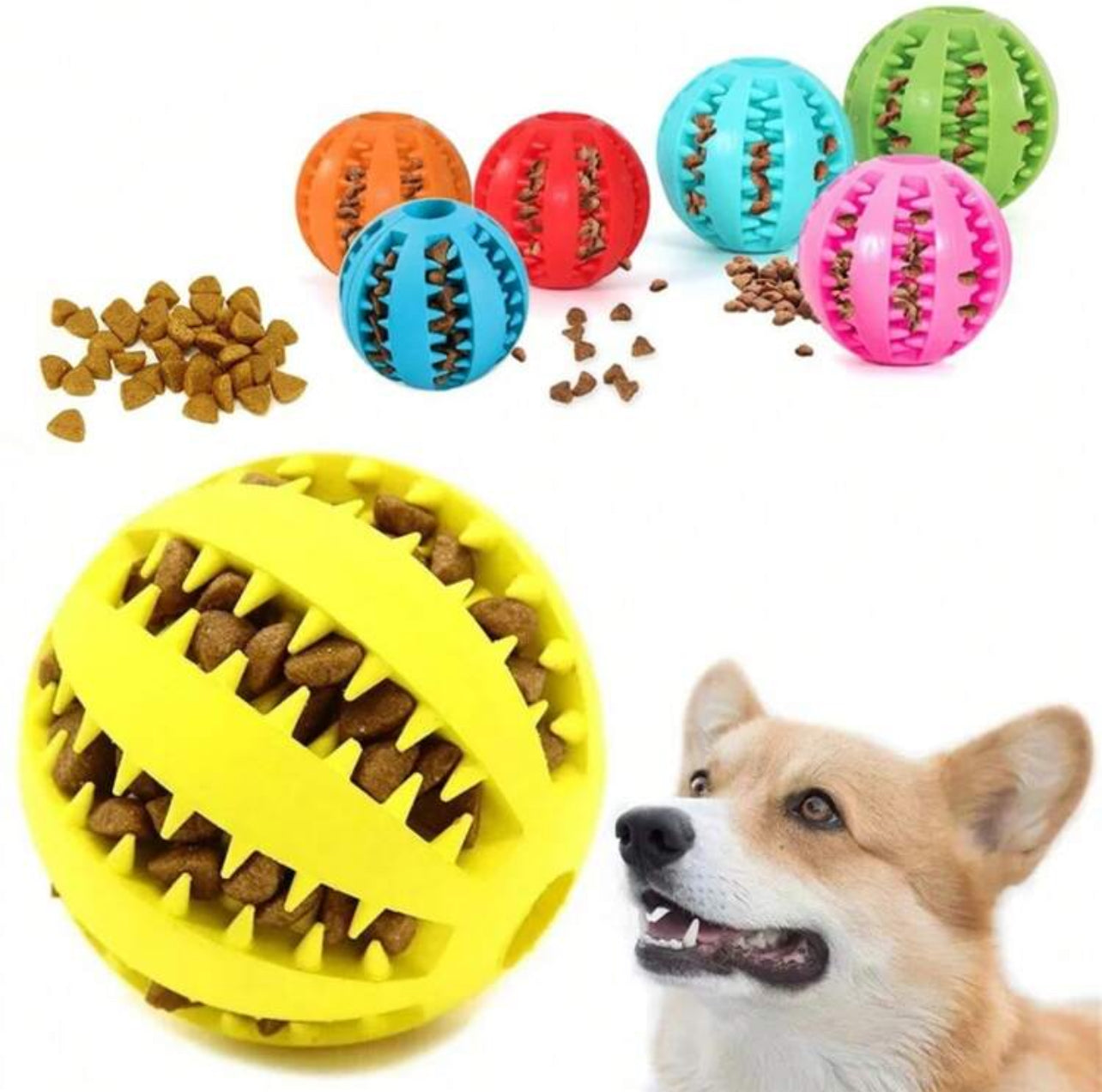 Extra Tough Rubber Interactive Ball for Dog with Teeth Cleaning Feature