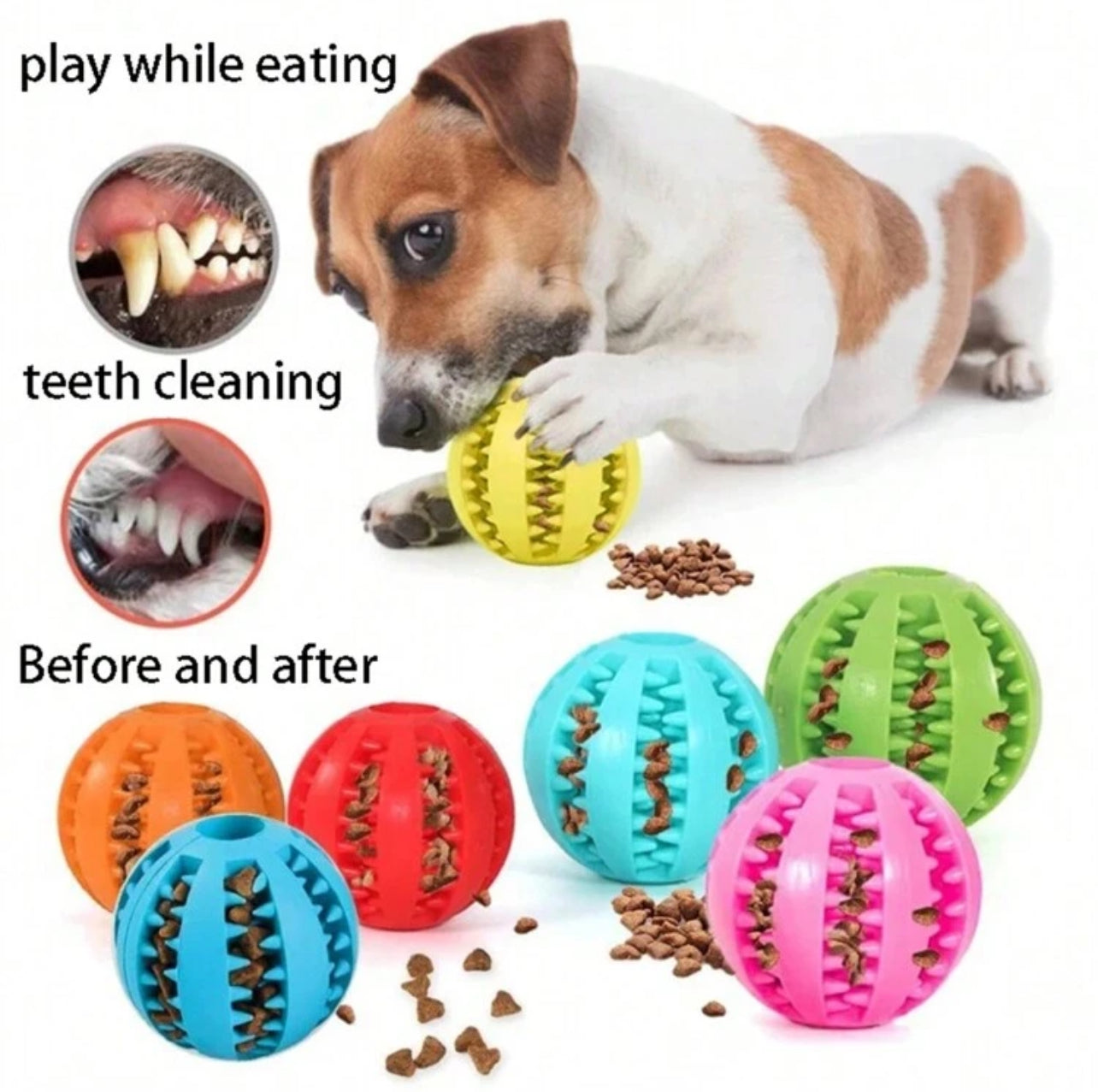 Extra Tough Rubber Interactive Ball for Dog with Teeth Cleaning Feature