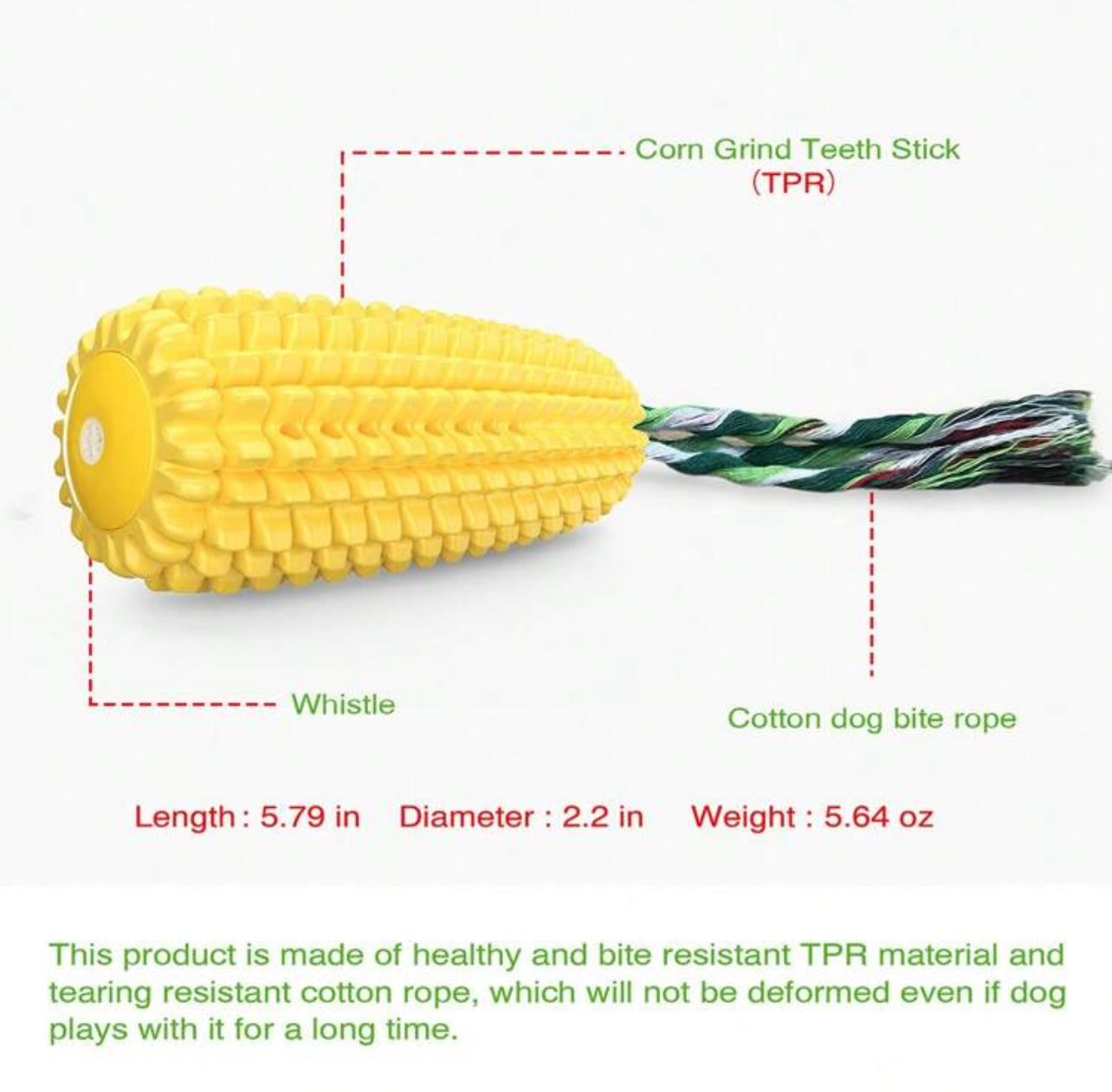 Corn Shaped Interactive Dog Chewing Toy with Rope and Sound