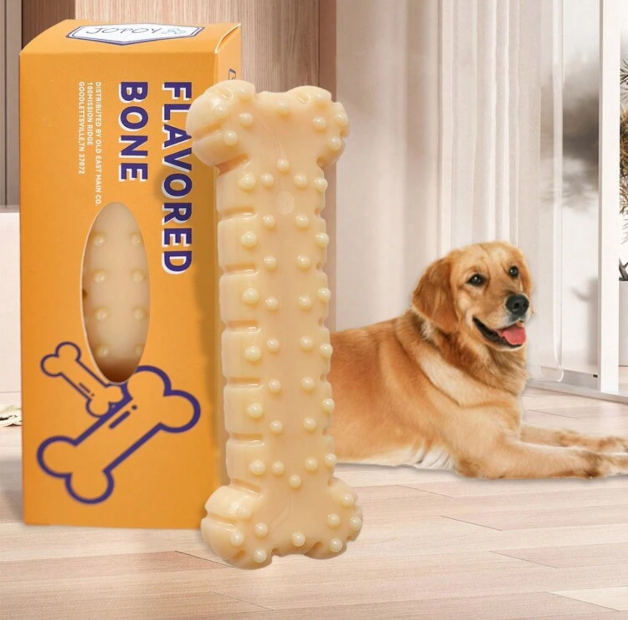 Durable Dog Chewing Bone Toy with Peanut Butter Flavor - It's Indestructible and Perfect for Aggressive Chewers 