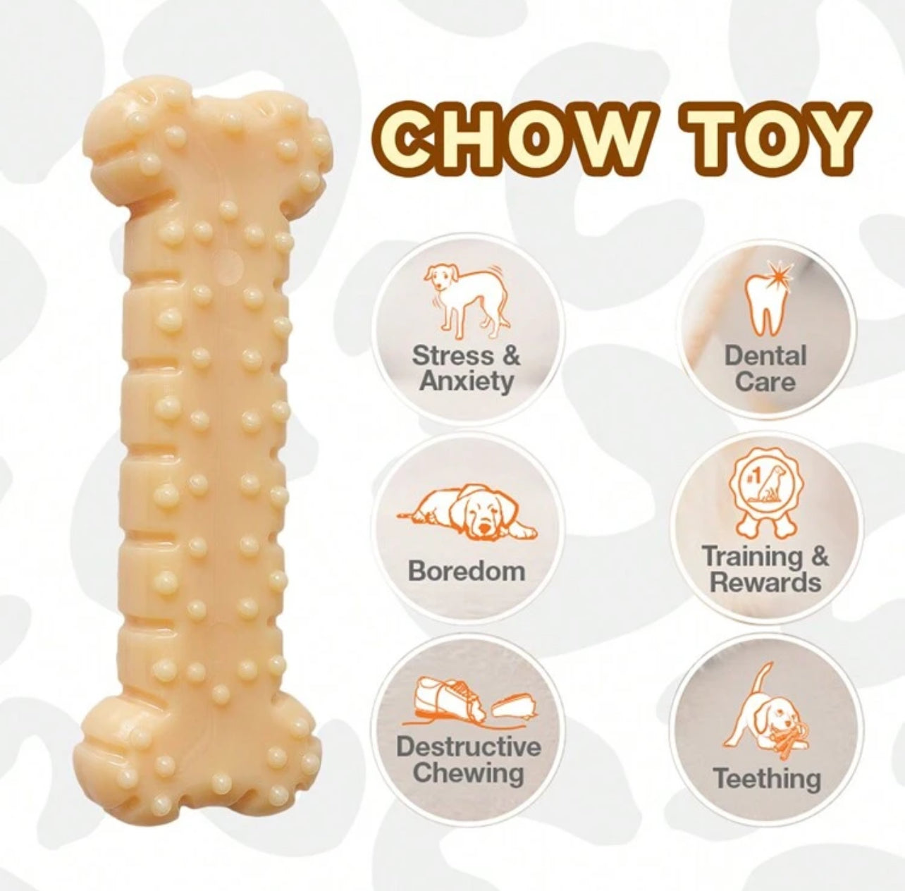 Durable Dog Chewing Bone Toy with Peanut Butter Flavor