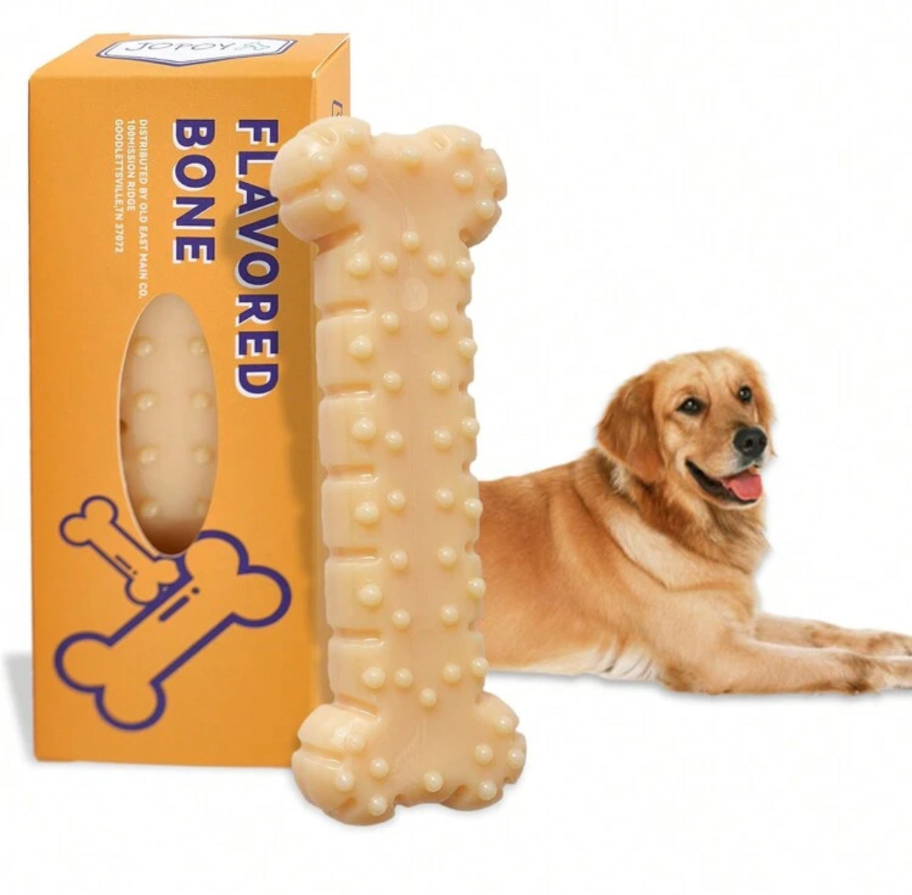 Durable Dog Chewing Bone Toy with Peanut Butter Flavor