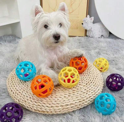 Hollow Ball with Inner Bell Inside for a Small to Medium Size Dog - For Chasing and Biting