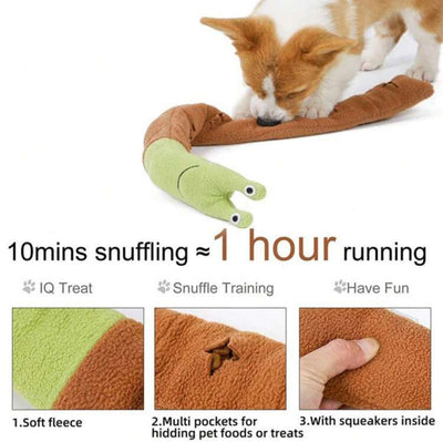 Interactive Dog Toy with Snail Shape Feeder Puzzle, Squeaking Plush Dog Toy for Chewing &b Training