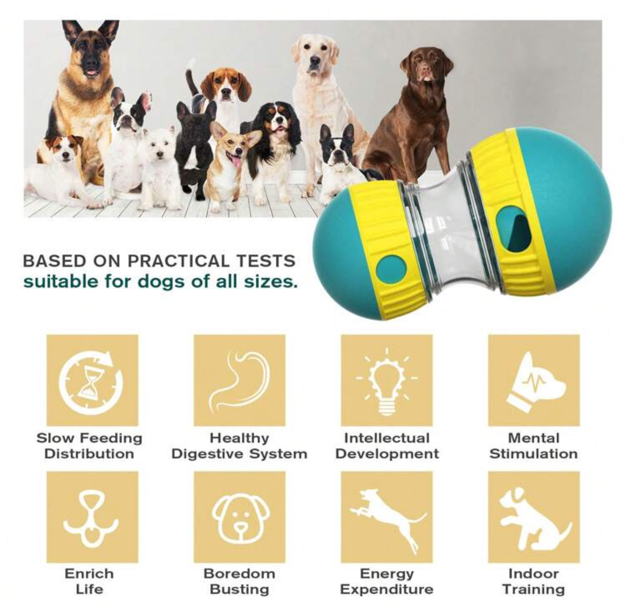 Slow Food Release Interactive Dog Rolling Ball, Slow Feeder Training Toy