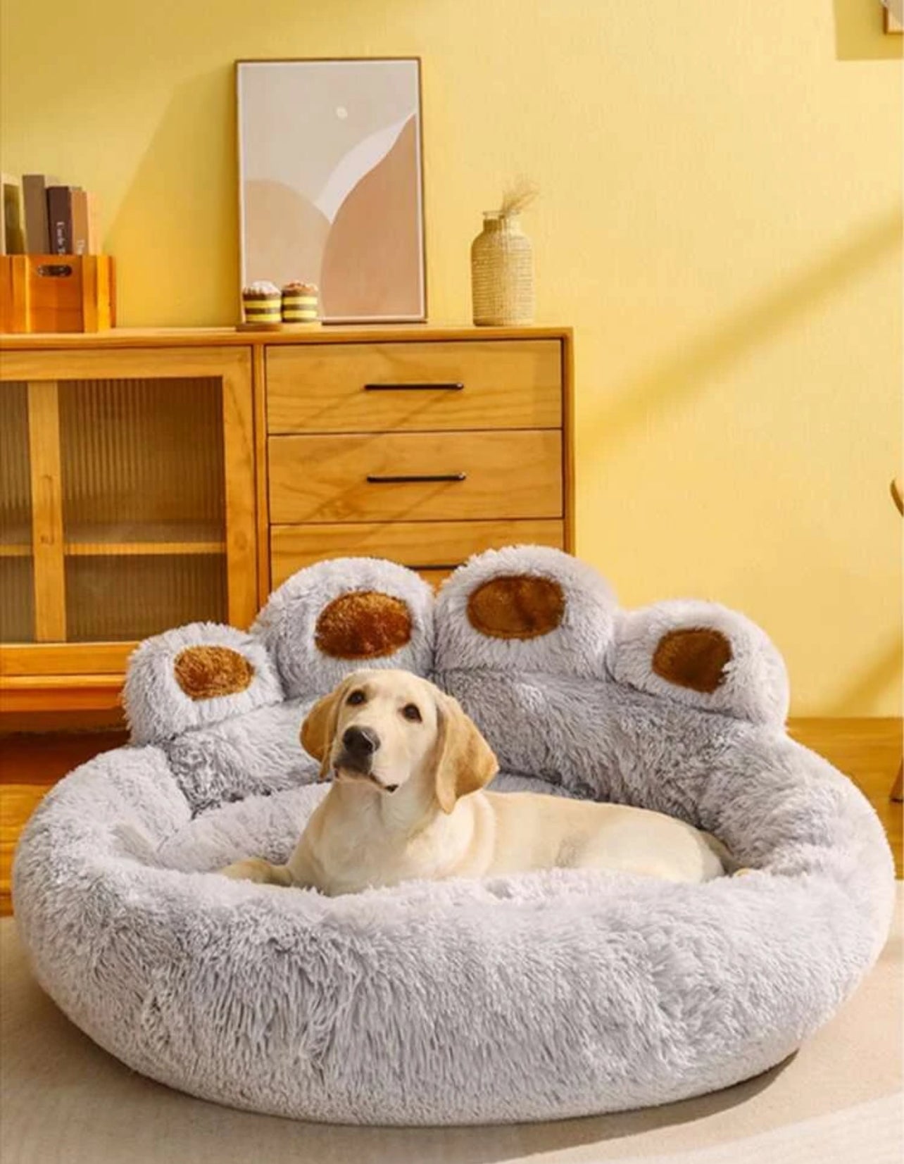 Plush Pet Bed in Paw Design