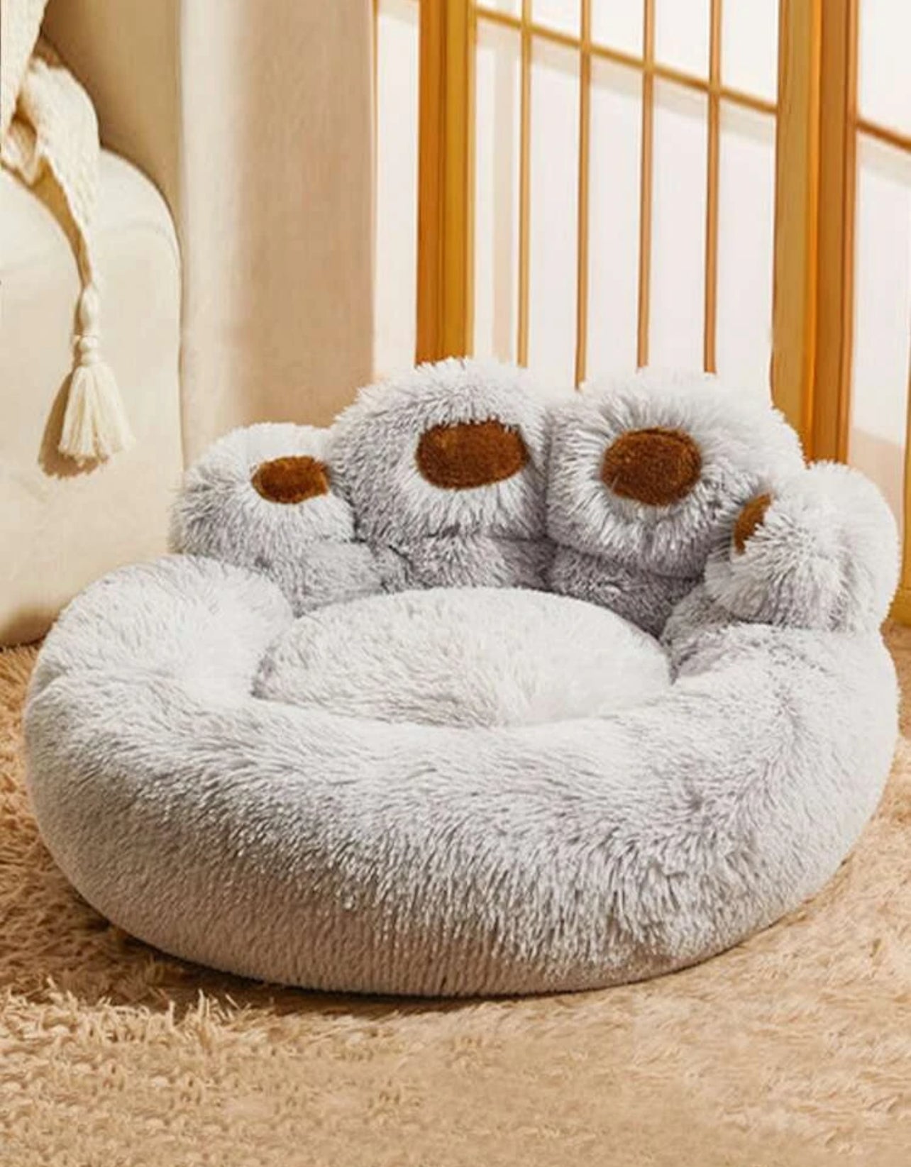 Plush Pet Bed in Paw Design