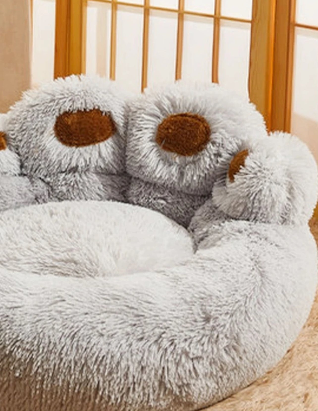 Plush Pet Bed in Paw Design