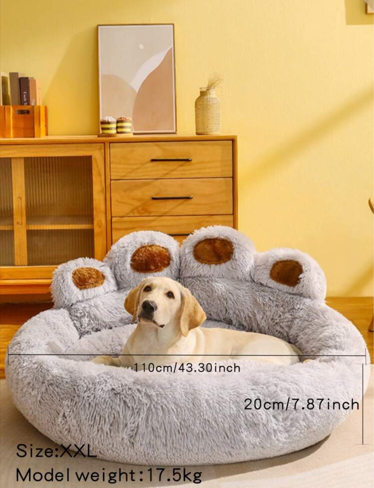 Plush Pet Bed in Paw Design