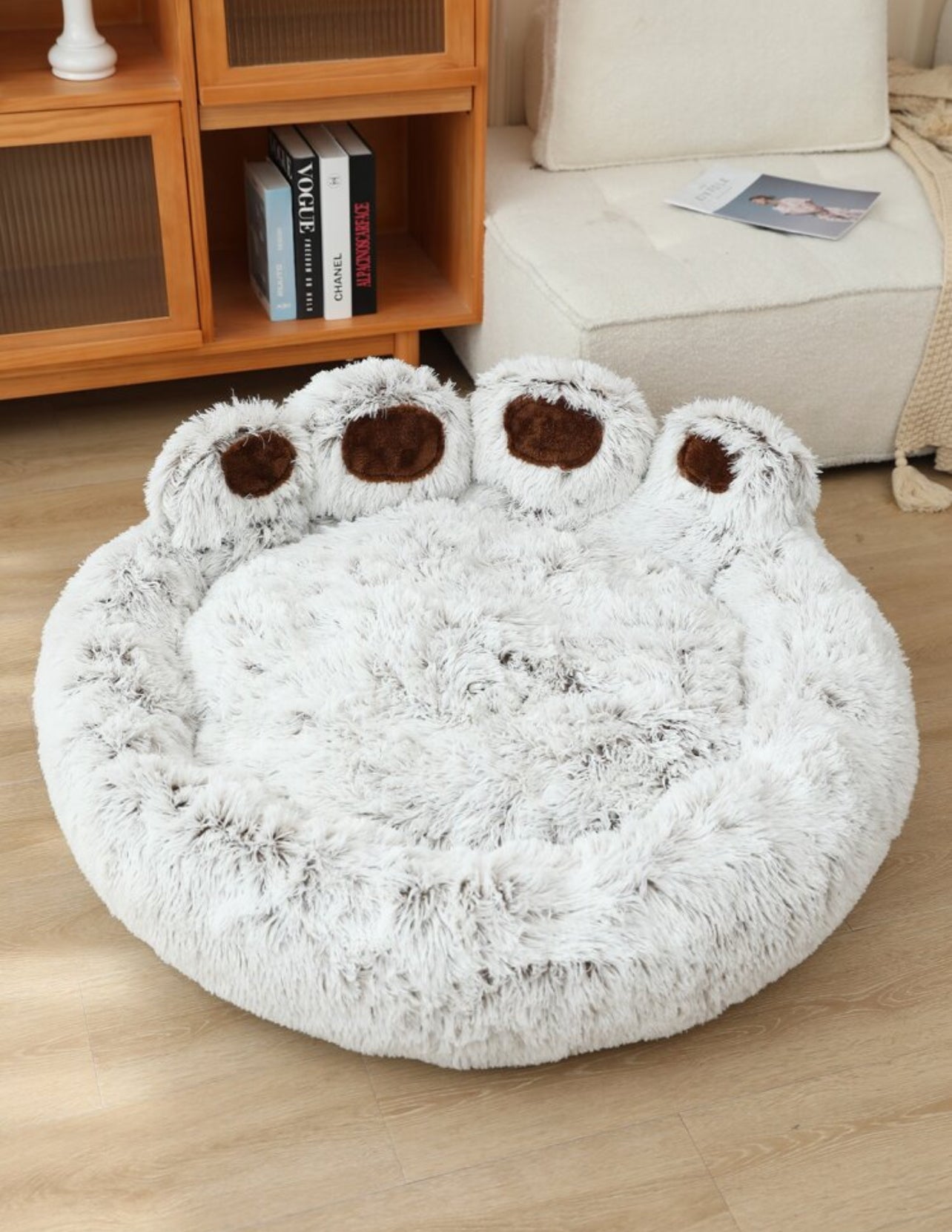 Plush Pet Bed in Paw Design