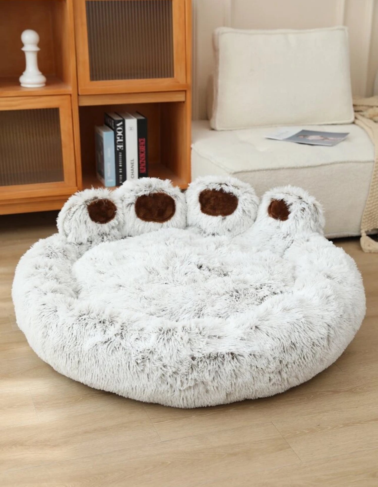 Plush Pet Bed in Paw Design