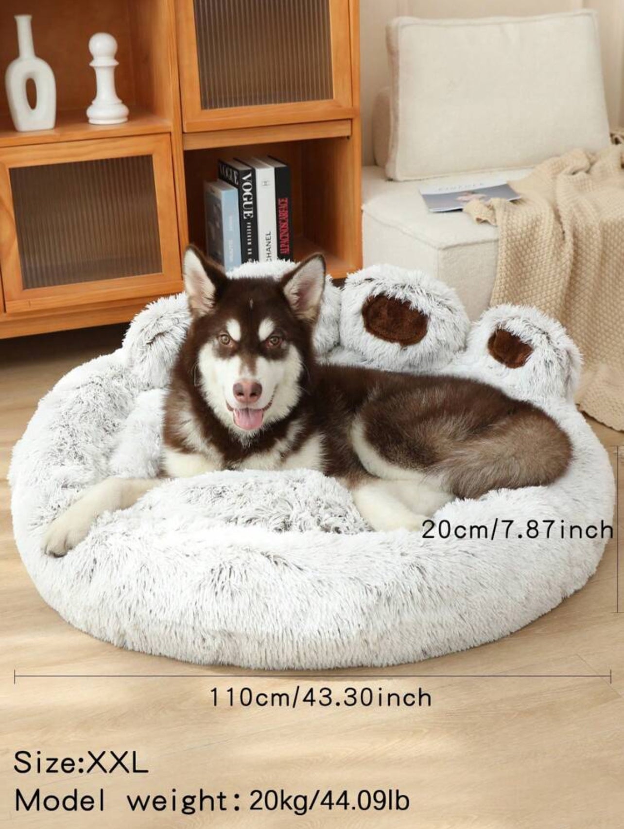 Plush Pet Bed in Paw Design