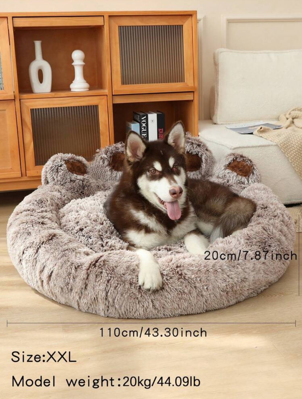 Plush Pet Bed in Paw Design