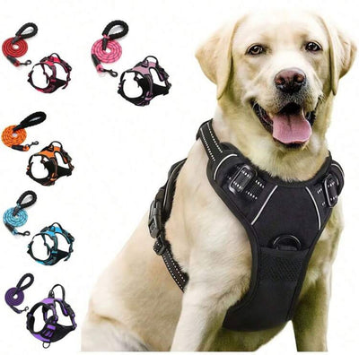 No Pull Dog Harness with Front Clip Heavy Duty Reflective Easy Control Handle with Matching Leash 