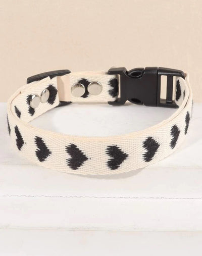 Soft Jacquard Pet Collar With Heart Pattern, Suitable For Small Cats & Dogs